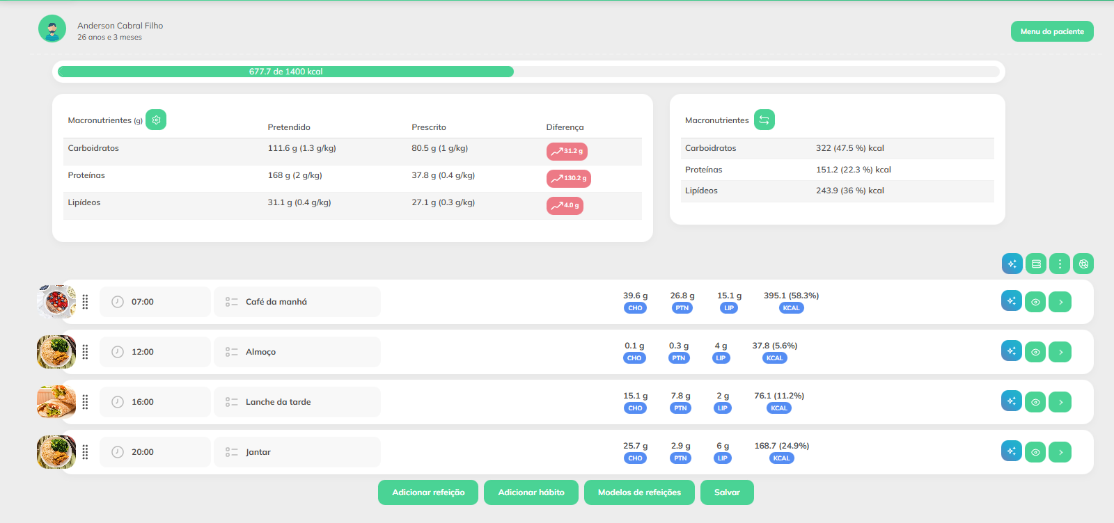 DietSystem - Interface de Cálculo de Planos Alimentares com Inteligência Artificial