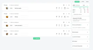 Construtor de plano alimentar — software para nutricionista DietSystem